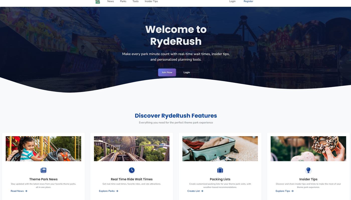 RydeRush Home Page v1